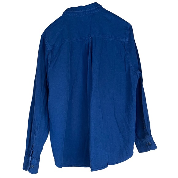 Woolrich Mens Long Sleeve Button Up Shirt Blue Chambray Cotton XXL - Picture 2 of 7